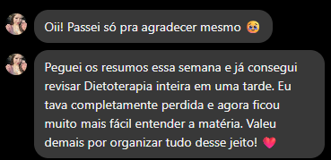 Depoimento de aluno dos Resumos de Nutrição